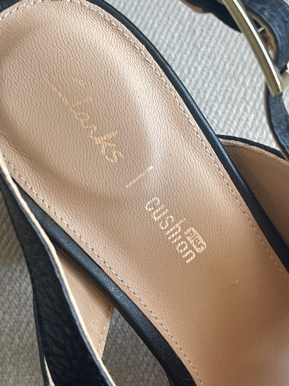 CLARKS COLLECTION | Black Leather Block Heel Sandals | Women’s 9 - Picture 2 of 13